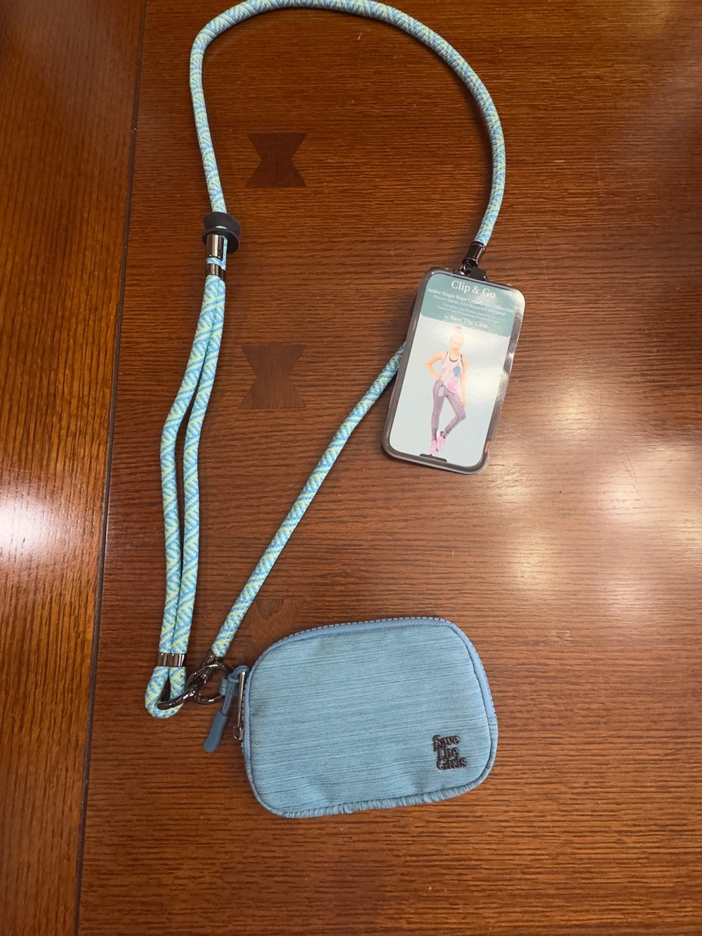 The Girls Light Blue Crossbody Lanyard Wallet